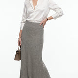 Sandro Women's Grey Knit 100% Wool Skirt Size 38 FR 10 UK 6 US SFPJU00705