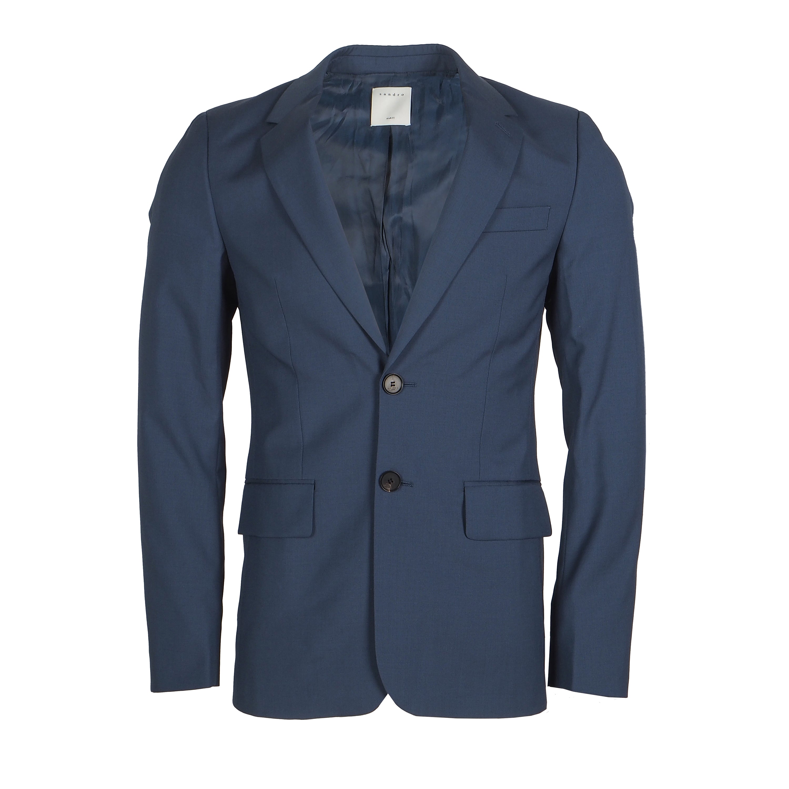 Sandro Paris Men's Blue 100% Virgin Wool Suit Jacket Size 48 FR 38 UK SHPVE00358