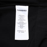Sandro Damenkleid, schwarz, langärmelig, plissiert, Midi-Länge, Größe 34FR, 6UK, 2US, SFPRO00726