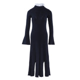 Sandro Damen-Midi-Kleid aus gestrickter Wollmischung in Marineblau, Größe 38 (FR), 10 (UK), 6 (US), Art.-Nr. R2637H