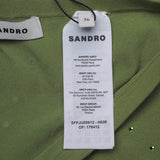 Sandro Paris Women's Green Knit Rhinestones Midi Skirt Size 36 S 8 SFPJU00912