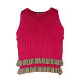 Sandro Paris Women's Pink Knit Ruffle Cropped Top Size 0 XS 6 SFPPU02277