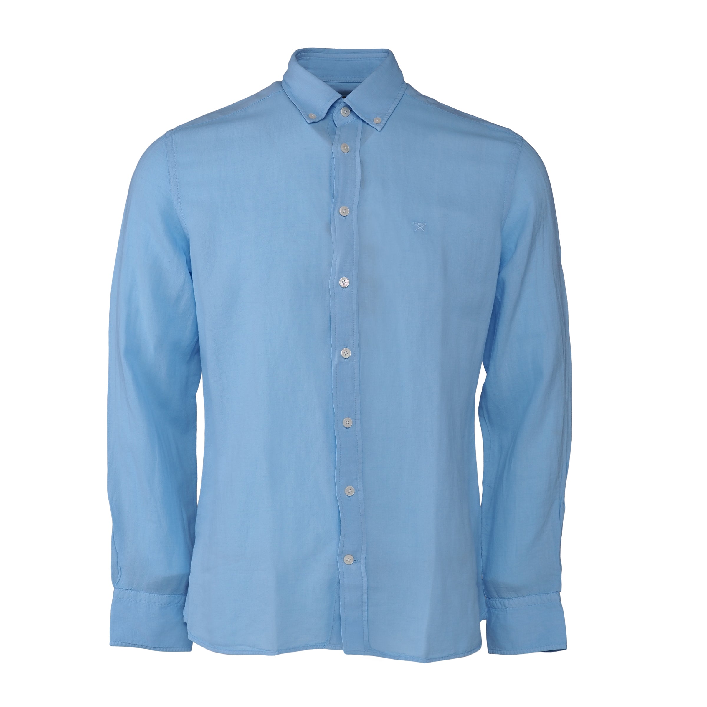 Hackett London Men's Blue Slim Fit Linen Blend Shirt Size M HM309530