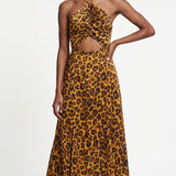 Sandro Women's Orange Leopard Print Long Dress Size 38 FR 10 UK 6 US SFPRO02779