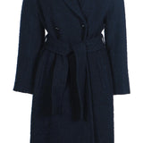Sandro Women's Navy Belted Wool Blend Long Coat Size 38 FR 10 UK 6 US SFPOU00468