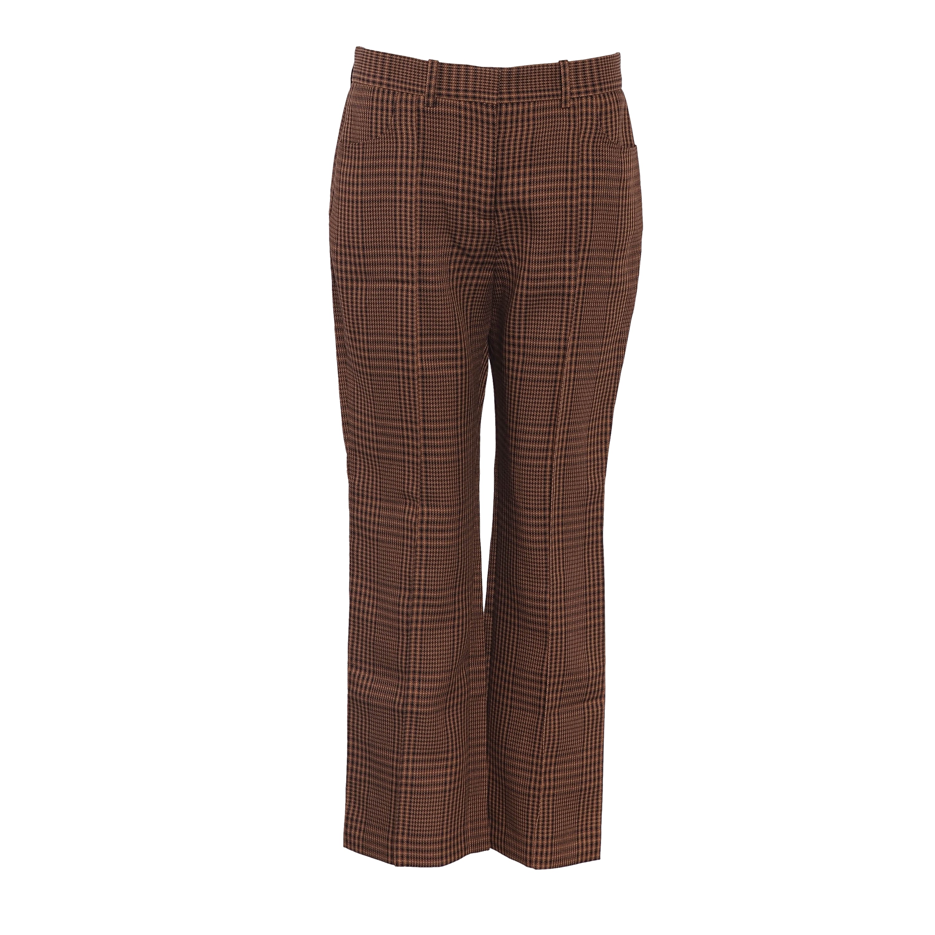 Maje Women's Brown Checked Straight Trousers Size 40 FR 12 UK 8 US MFPPA00245