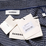 Sandro Women's Navy Knitted Collared Cardigan Size 40 FR 12 UK 8 US SFPCA00575