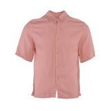 Sandro Paris Men's Pink Viscose Linen Short Sleeve Shirt Size S SHPCM00880