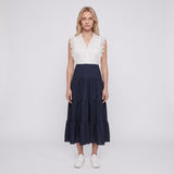 Sandro Paris Blaues, ärmelloses Viskose-Langkleid für Damen, Größe 36 FR 8 UK R20500E
