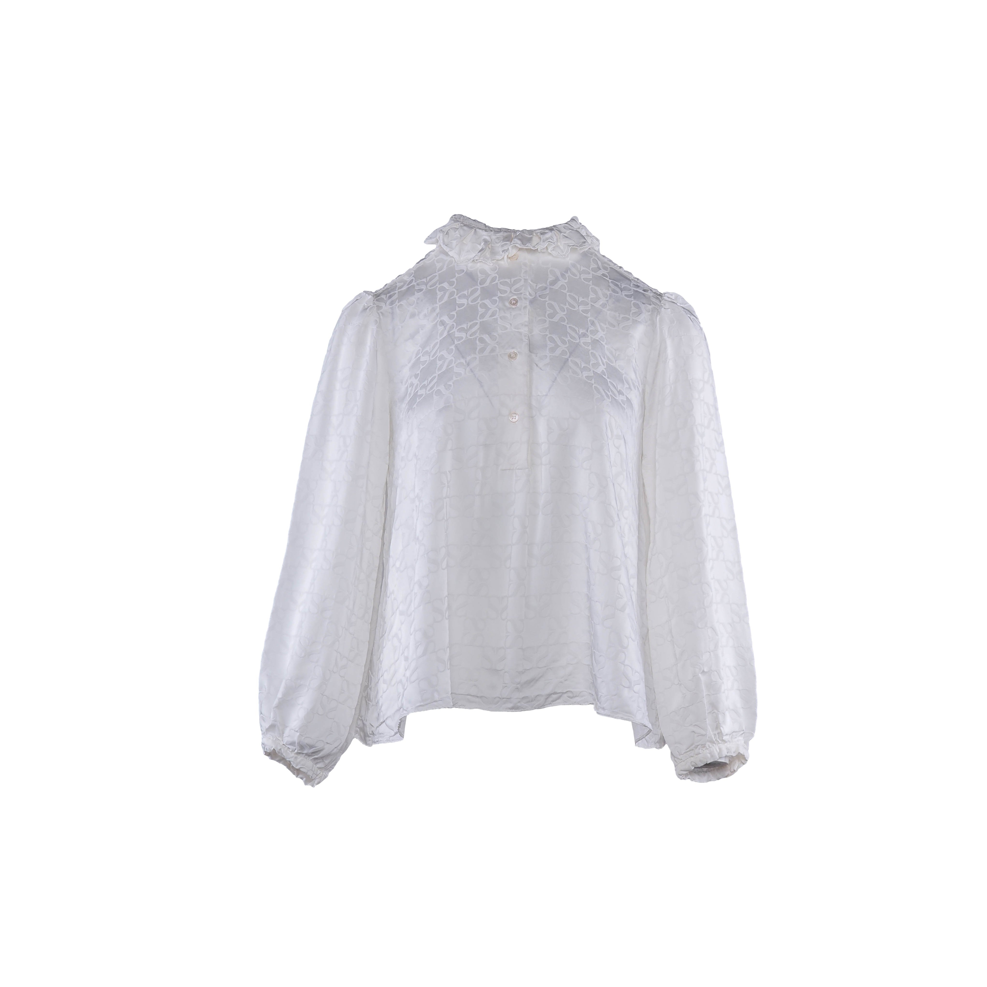 Sandro Women's White Long Sleeve VIscose Blouse Size 36 FR 8 UK 4 US SFPTO00402