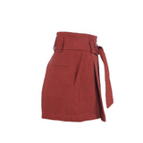 Sandro Pari's Women's Wine Belted Linen Blend Shorts Size 34 FR 6 UK  SFPSH00013
