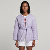 Sandro Paris Women's Purple Belted Button Quilted  Jacket Size 42 XL UK 14