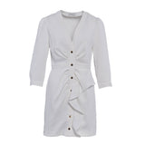 Sandro Paris Damen-Kurzkleid in Ecru mit V-Ausschnitt, Größe 36 (FR), 8 (UK), 4 (US) – SFPRO01739