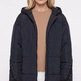Maje Damen-Daunenjacke mit Kapuze in Marineblau, Größe 2 M 10 H18GUELONE