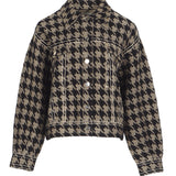 Sandro Paris Women's Black Knit Houndstooth Jacket Size 2 M 10 SFPCA00553