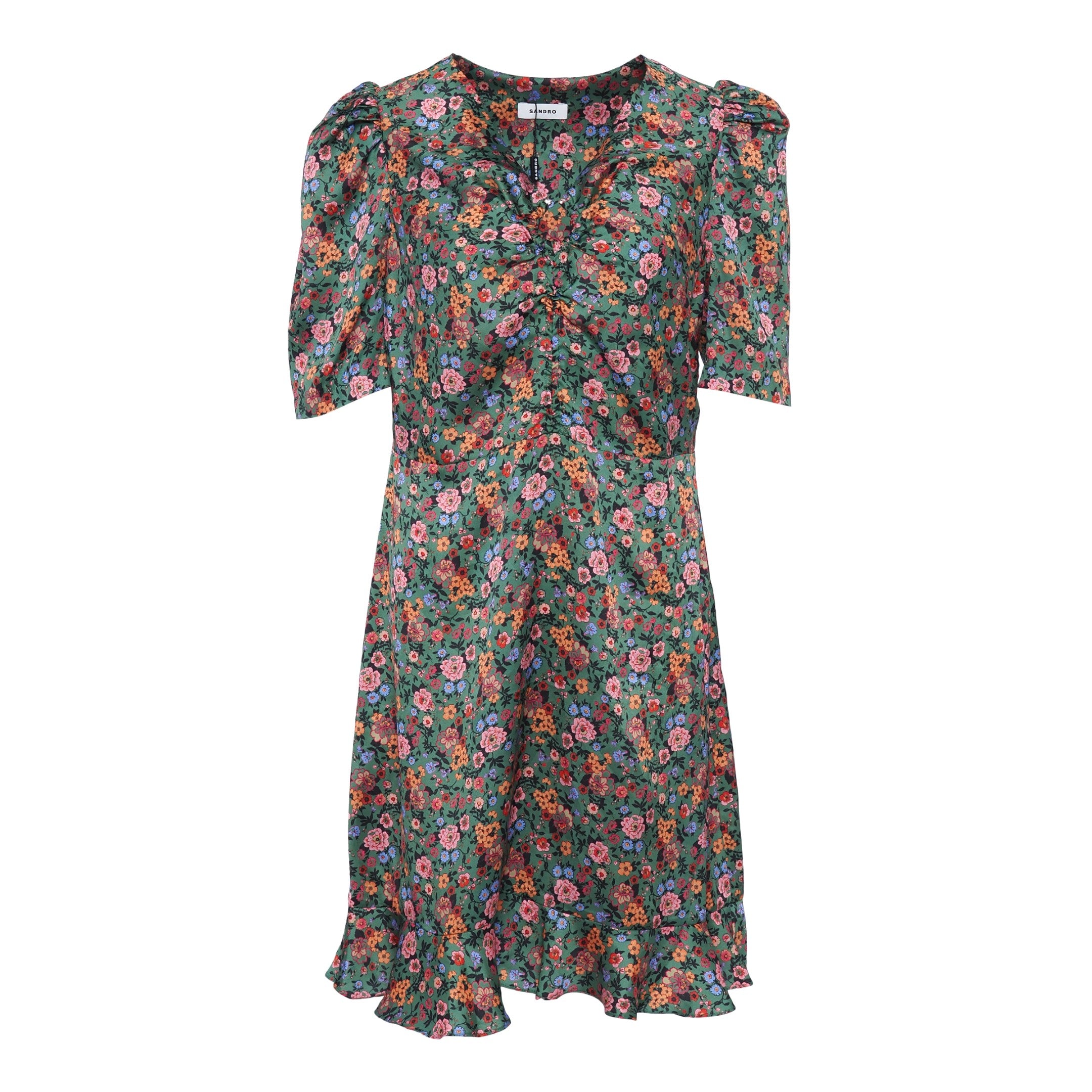 Sandro Damen-Kurzkleid mit mehrfarbigem Blumenmuster, Größe 36 FR, 8 UK, 4 US, SFPRO02471
