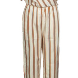 Maje Women's Ecru Striped Short Sleeve Jumpsuit Size 36 FR 8 UK 4 US E19PIENI