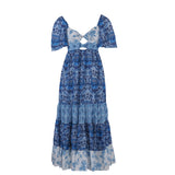 Sandro Women's Blue Floral Linen Blend Dress Size 36 FR 8 UK 4 US SFPRO02896