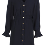 Sandro Women's Navy Smocked Short Dress Size 38 FR 10 UK 6 US SFPRO01491