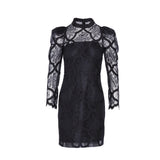 Sandro Women's Black Lace Puff Sleeve Short Dress Size 34 FR 6 UK 2 US R20234H