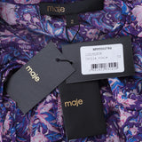 Maje Langärmelige Damenbluse aus Viskose mit violettem Blumenmuster, Größe 2 M, 10 MFPTO00782
