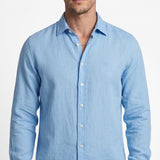 Hackett London Men's Blue Slim Fit Linen Blend Shirt Size M HM309530